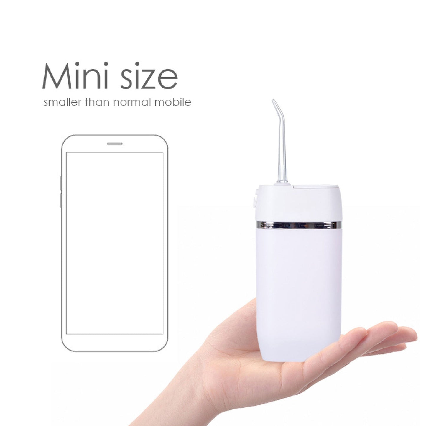 Teeth Water Flosser Cordless Portable Cleaner - Travel Oral Irrigator Mini White