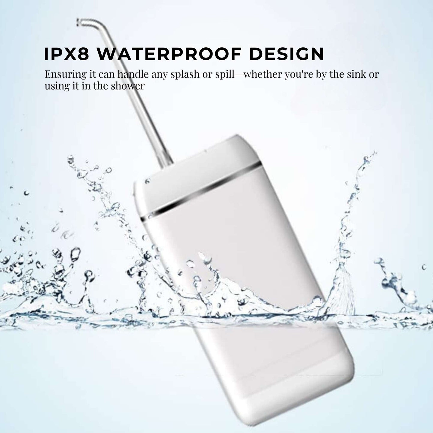 Teeth Water Flosser Cordless Portable Cleaner - Travel Oral Irrigator Mini White